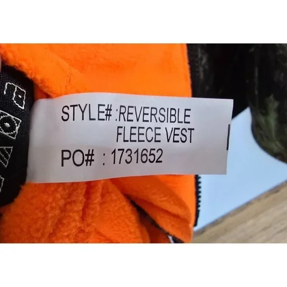 Red Head Camo/Orange Reversible Zip Up Fleece Vest Men's Size Large - Picture 9 of 9